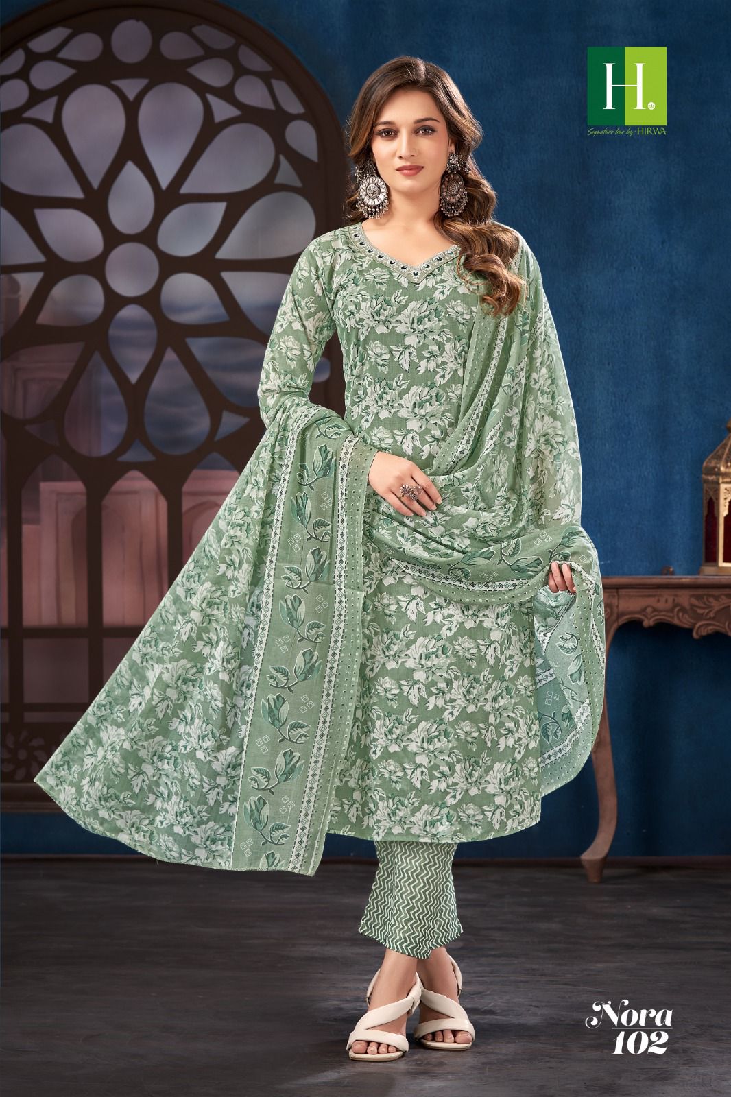 Nora By Hirwa Cambric Cotton Printed Kurti With Bottom Dupatta Wholesale Price In Surat
